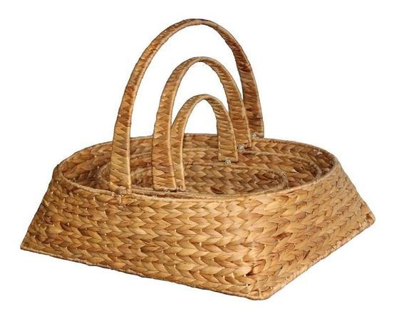 Rectangular water hyacinth storage basket, set of three, detail view